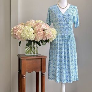 EUC Vineyard Vines Blue/Mint Faux Wrap Dress